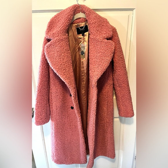 NWT J. Crew pink teddy fleece long trench women’s coat size xs x-small new - Picture 5 of 6